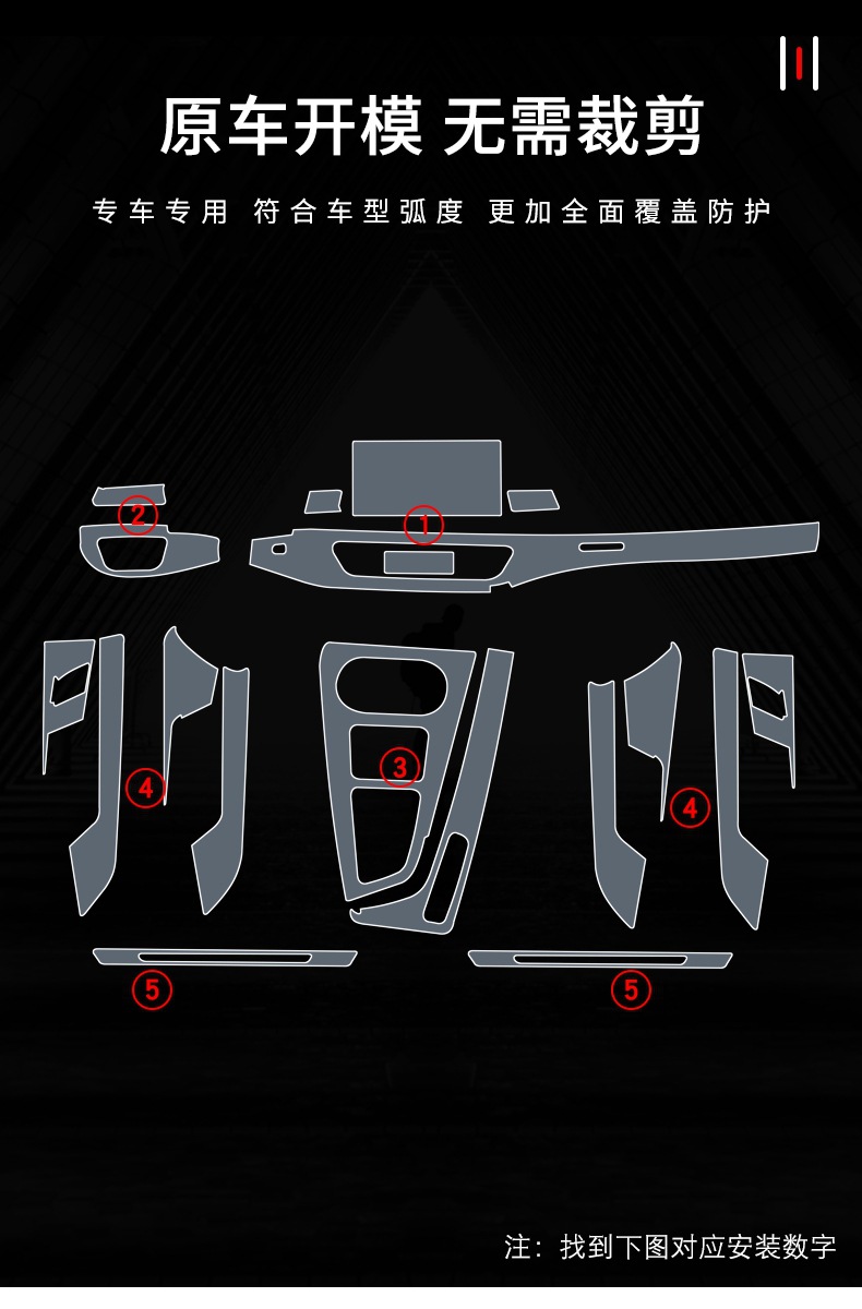 21-24 Audi S5/A5 Central Control Gear Interior Film Car Supplies Modified Special Paint Transparent Protective Film