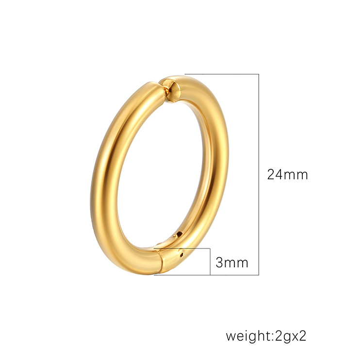 Amazon mismo estilo hip hop estilo de moda de alambre redondo de acero inoxidable clip de oreja sin oreja simple moda de acero de titanio hebilla del oído de los hombres