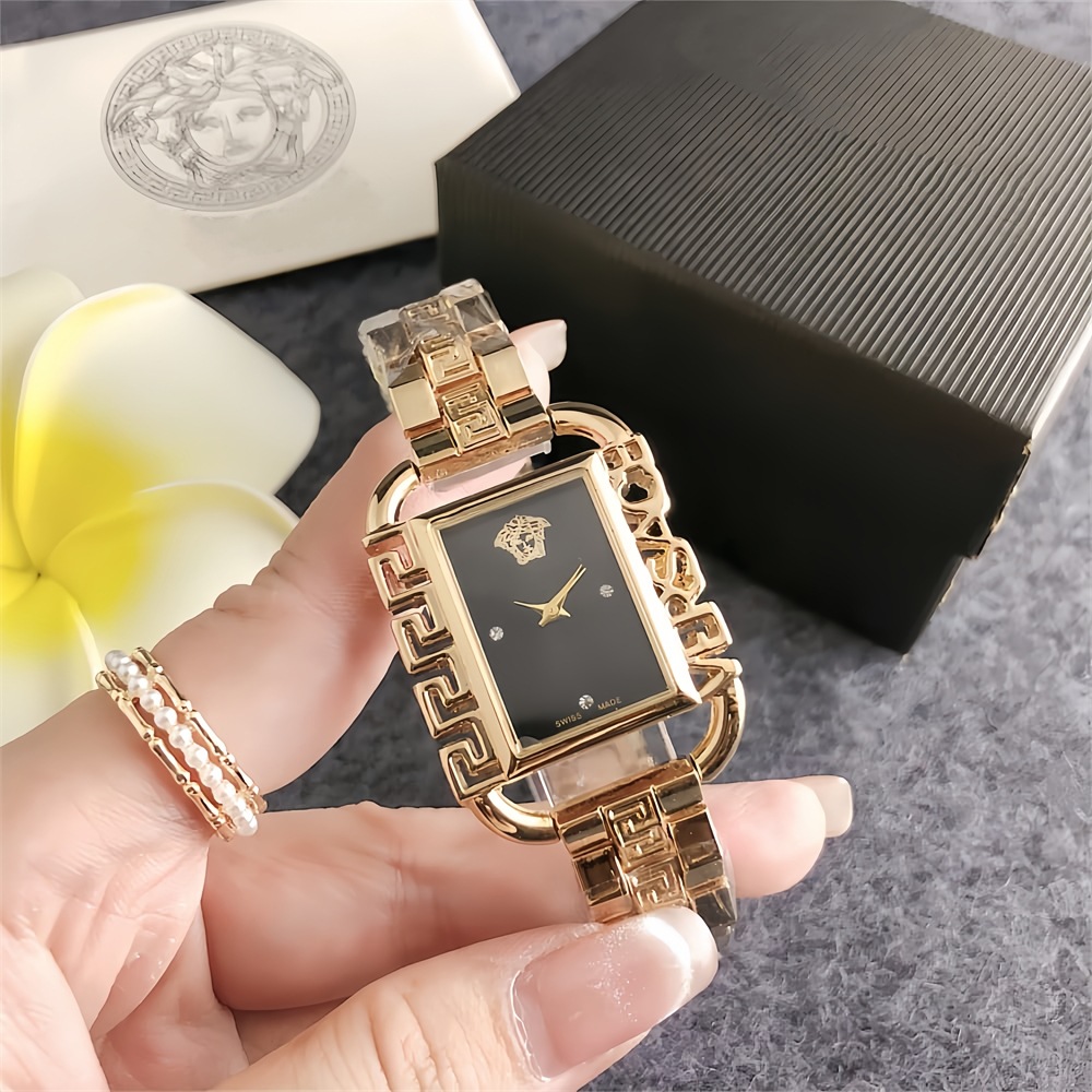 New Second-Hand Diamond-Encrusted Men's Watch, High-End Waterproof Square Watch, Quartz Men's Watch, Retro Gold Watch, Hot Style