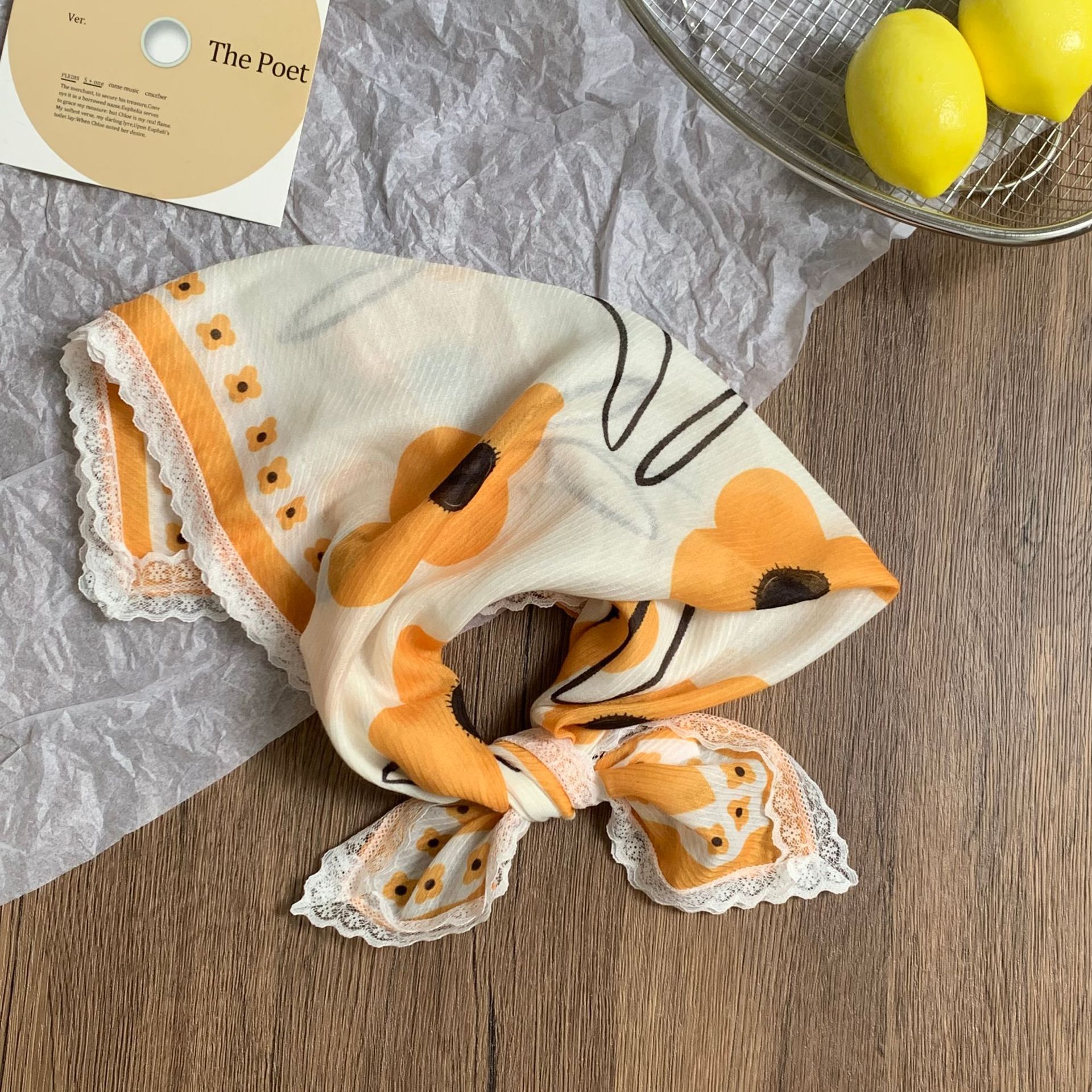 Buñuelo de seda cuello pequeño buñuelo cuadrado primavera y verano nueva moda decoración buñuelo de cuello paquete buñuelo de cabeza buñuelo de verano buñuelo de cabello buñuelo de cabello