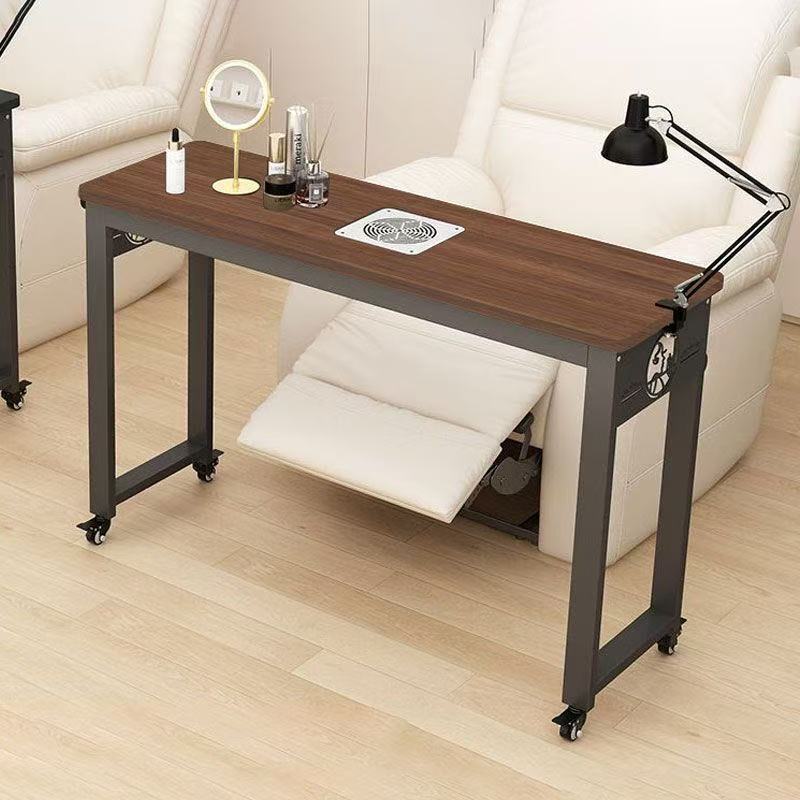 Nail Table with Mobile Vacuum Cleaner, Single-Layer Nail Sofa Table with Wheels, Simple Cross-Sofa Table