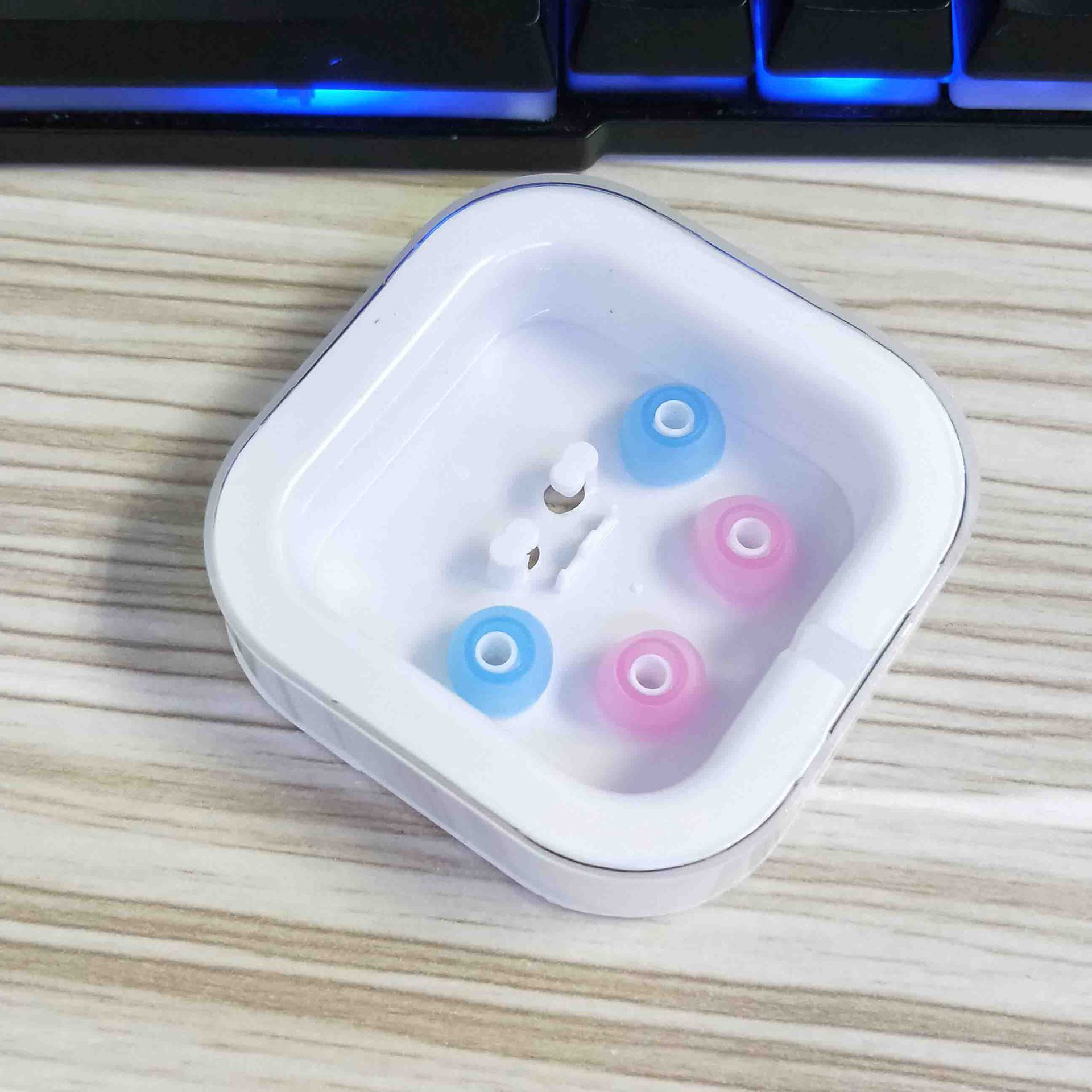 入耳式耳机方形水晶盒线控耳麦礼品包装可丝印LOGO彩色透明盖方白