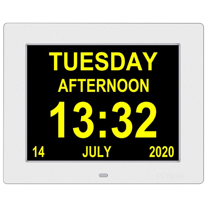 8 pulgadas inteligente digital marco de fotos 4 colores fuente digital Reloj ISP pantalla LCD a la vista máquina de reloj de edad avanzada