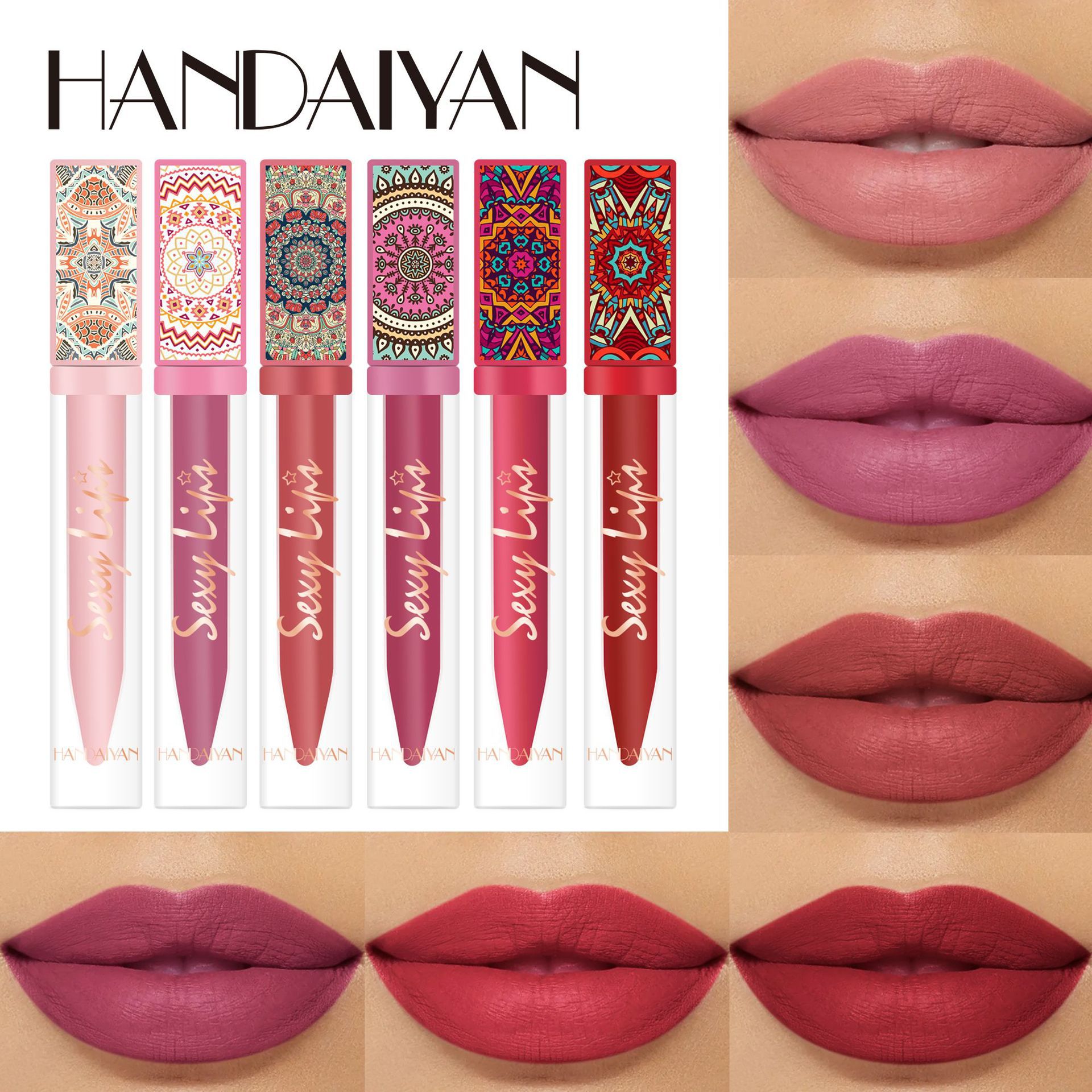 Esmalte labial transfronterizo al por mayor Bohemia HANDAIYAN mate esmalte labial sin tazas de esmalte labial humectante