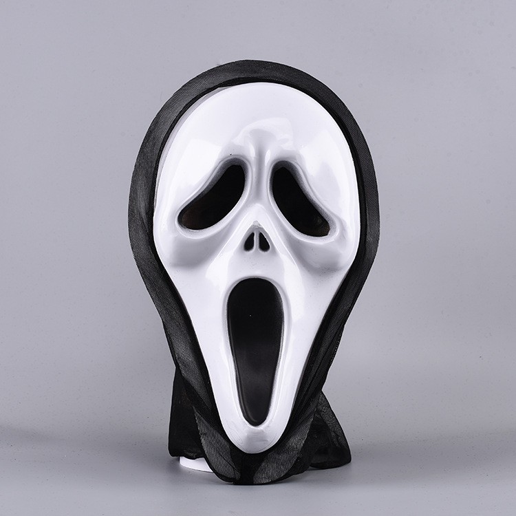 Máscaras de Halloween monochrome con hilos máscaras de maquillaje de baile plástico blancas muertes gritos máscaras de terror