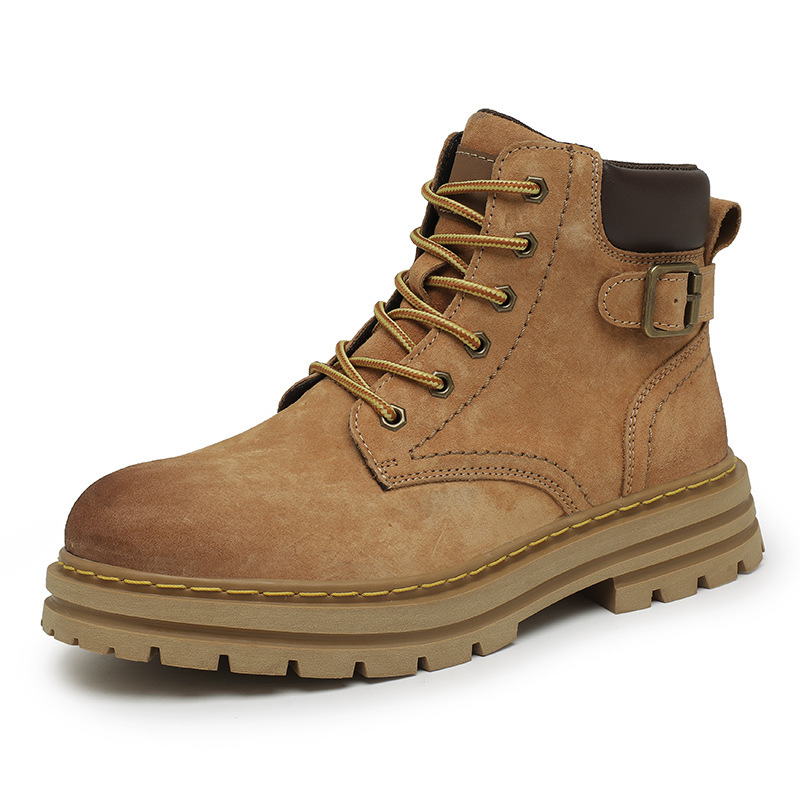 Men's ankle boots Autumn high top men's boots Retro casual desert boots Leather big yellow boots platform work boots_voghion.com