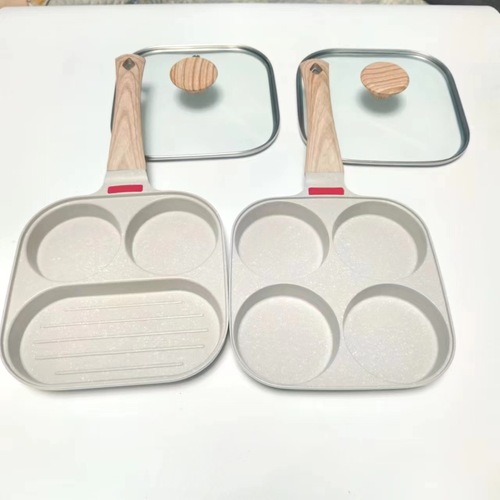 Hamburger pan household flat non-stick pan three-in-one mini steak frying pan breakfast omelette artifact medical stone universal