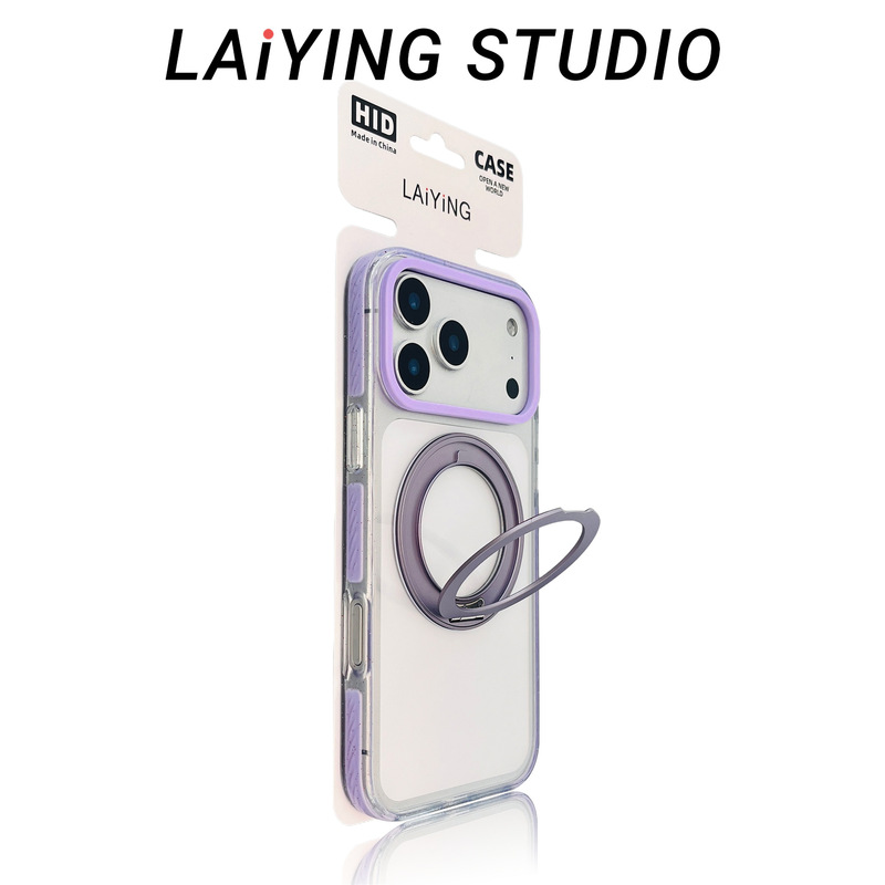 Suitable for Apple 17Promax Mobile Phone Case Transparent Purple Soft Edge 16Promax High-End 360-Degree Rotating Magnetic Stand Anti-Fall 15 Couples Men and Women Suitable for Apple 17Promax Mobile Phone Case Transparent Purple Soft Edge 16Promax High-End 360-Degree Rotating Magnetic Stand Anti-Fall 15 Couples Men and Women