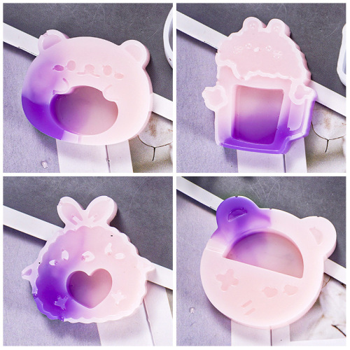 34 types of silicone quicksand molds for wishing bottles, large square and round bear paws, love keychains, quicksand silicone molds