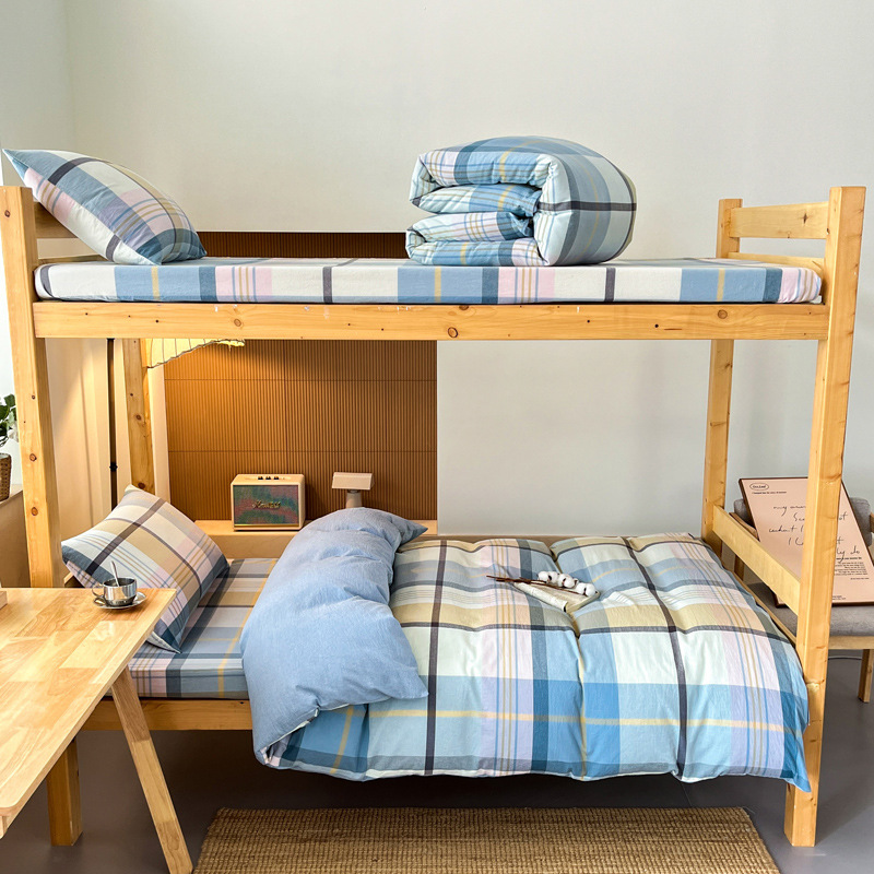 Al comienzo de la temporada escolar, ropa de cama de tres piezas para dormitorios de estudiantes universitarios de algodón de clase A, sábanas generales y fundas de edredón se pueden lavar a máquina
