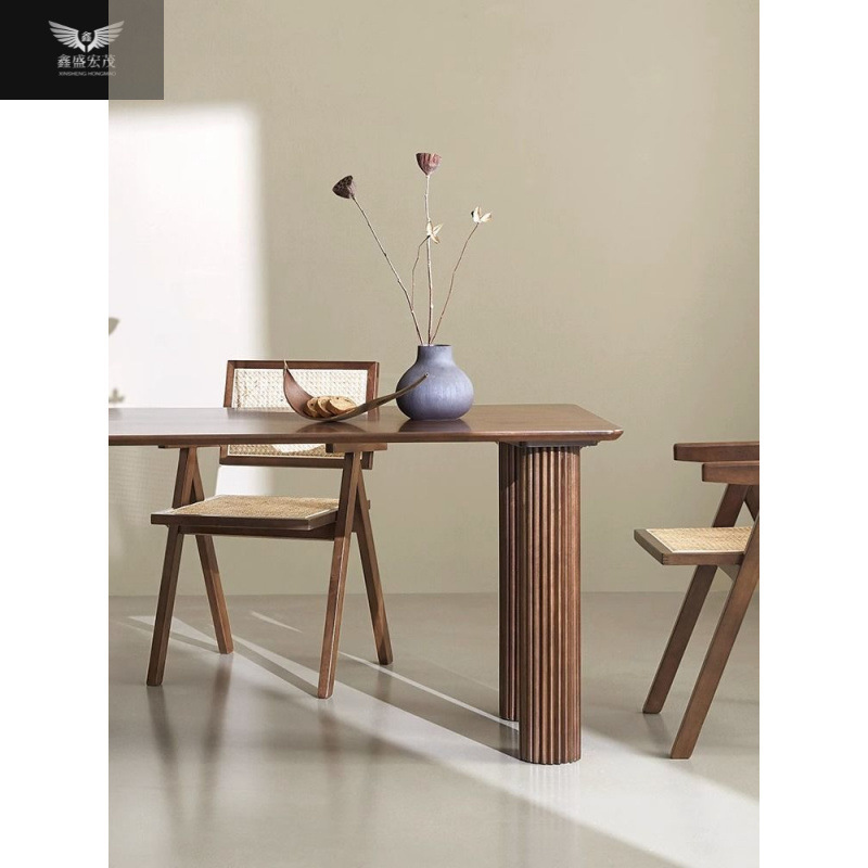 Mesa de comedor de madera sólida nórdica simple mesa de comedor rectangular pequeña casa comedor contra la pared