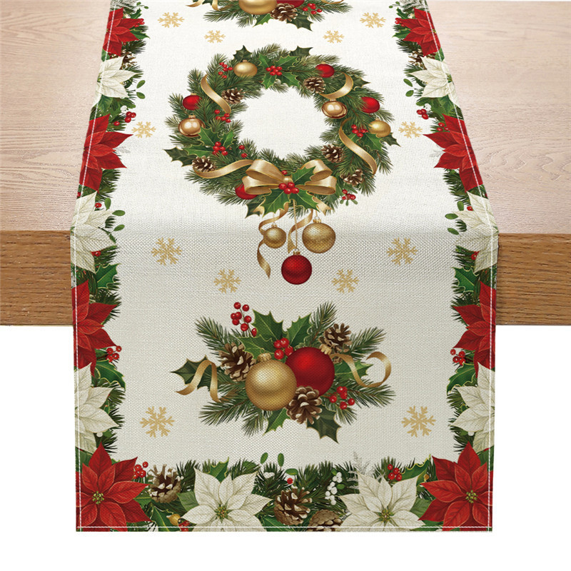 Banderas de mesa de Navidad transfronterizas personalizadas multipatrón impresas bandejas de decoración de mesa de fiesta doméstica tela de mesa image 11