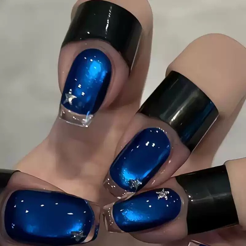 2026 New Blue Gel Polish Sparkling Nail Art High-End Brightening Star Press-On Nails Cat Eye Nail Tips 2026 New Blue Gel Polish Sparkling Nail Art High-End Brightening Star Press-On Nails Cat Eye Nail Tips