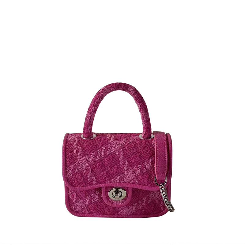 Design di nicchia Autunno e inverno Nuova borsa a tracolla monospalla con catena a rombo in lana con motivo a rombo di fascia alta_voghion.com