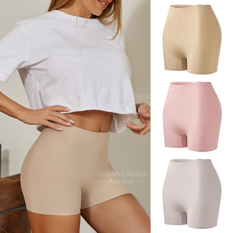 European and American Safety Pants One-Piece Boxer Briefs for Women Anti-Exposure Slim Mid-Waist Ice Silk Seamless Women's Safety Underwear