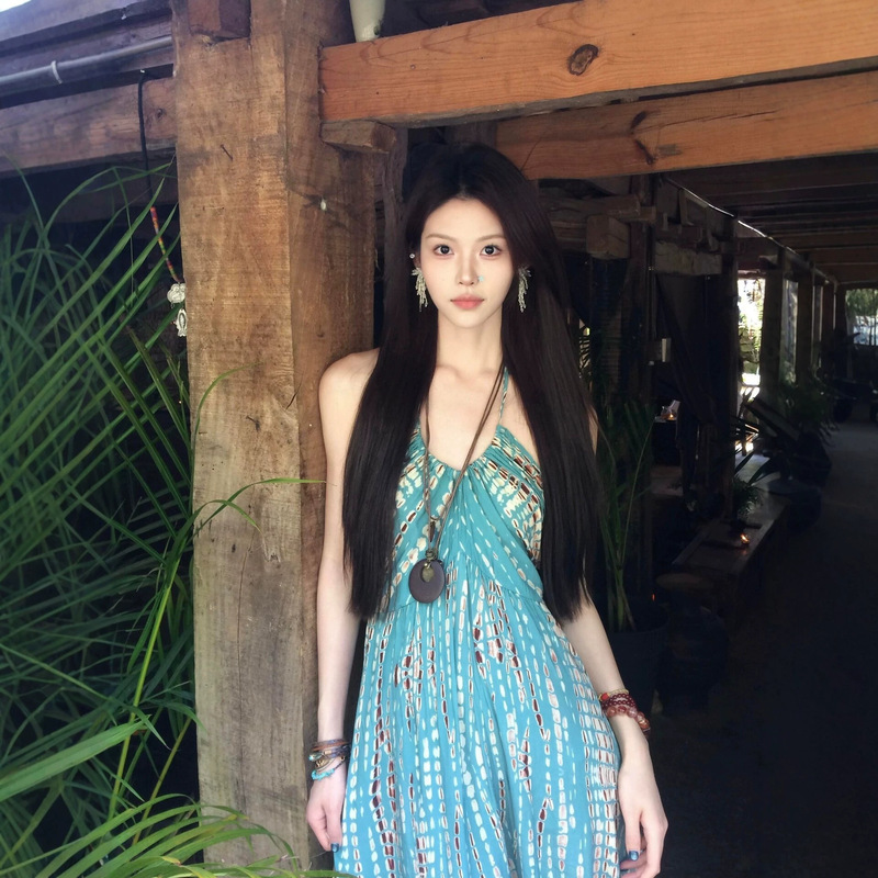 Bohemian Vacation Dress for Women, New Summer Style, French-Style Travel Photography Beach Dress, Elegant Long Dress