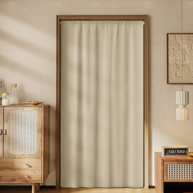 No-drill door curtain partition curtain for bedroom, home, dormitory, bathroom entrance, solid color fabric curtain
