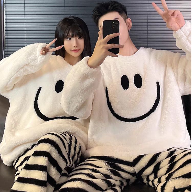 买一送一秋冬季情侣款睡衣珊瑚绒加厚加绒法兰绒男女士家居服套装