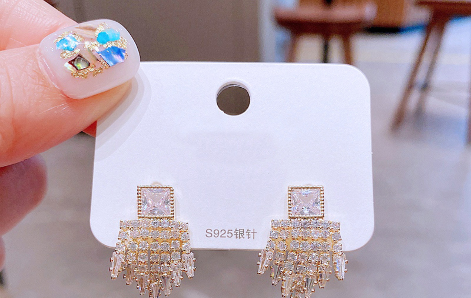 Exquisite Temperament Full Diamond Tassel Copper Earrings Cross-border Jewelry Wholesale display picture 7