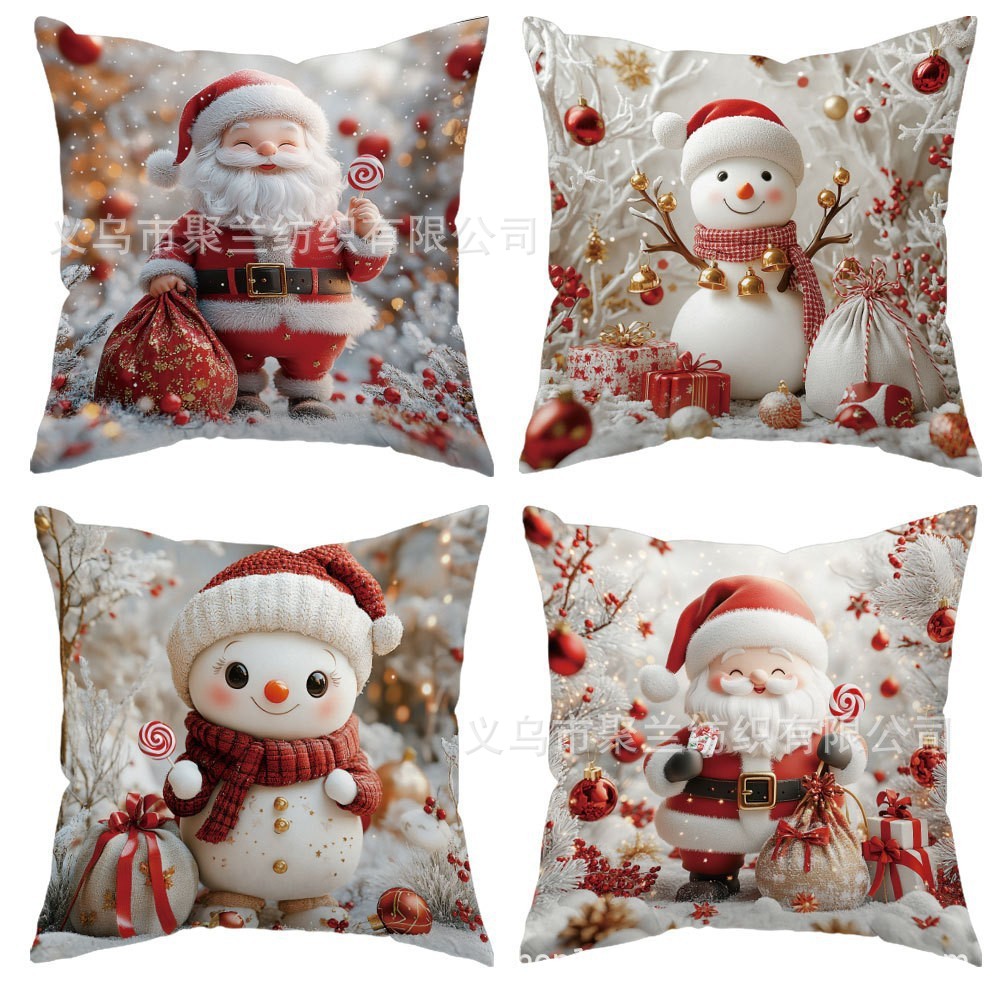 Navidad encontrada explosión abrazo funda de almohada festivales conejo alce decoración sofá atmósfera sensación de lino funda de cojín al por mayor image 44