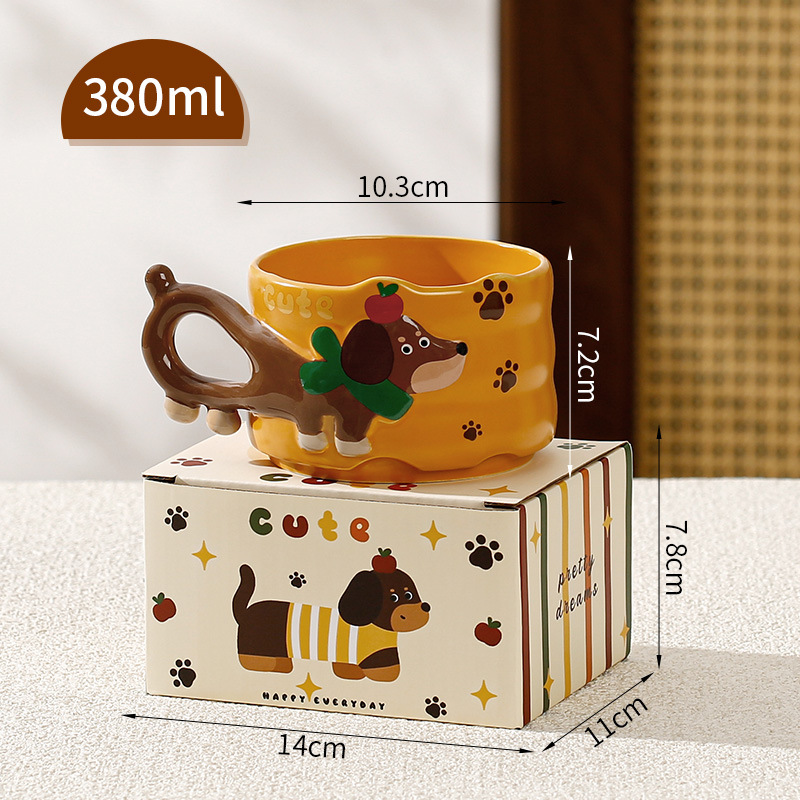 Cute salchicha cerámica taza de oficina taza de agua taza de café casera taza de pareja caja de regalo acompañante regalo