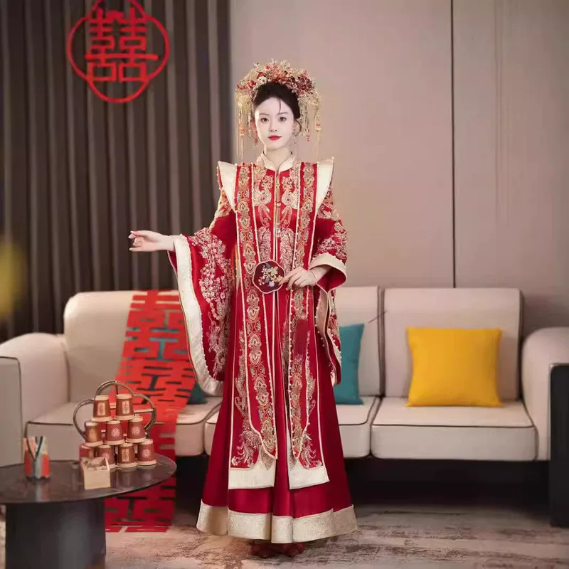 Фестиваль Guan Xiaya китайский свадебный костюм невесты крупного размера Hanfu свадебное платье