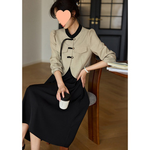2025 New Autum Workplace Elegant Commuter Dress Plus New Chinese Style Short Jacket Suit for Women