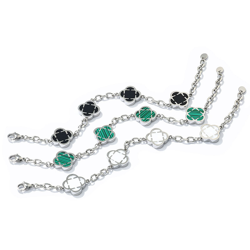 Direct from the Manufacturer, One-Piece Dropshipping Titanium Steel Four-Leaf Clover Five-Flower Bracelet, Women's High-End Minimalist Stainless Steel Jewelry