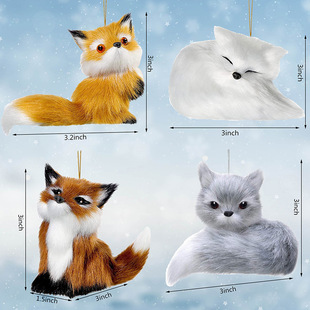 Stuffed Artificial Animal Fox Pendant Model Car Interior Decoration Ornaments Photography Props Christmas Pendants Holiday Gifts