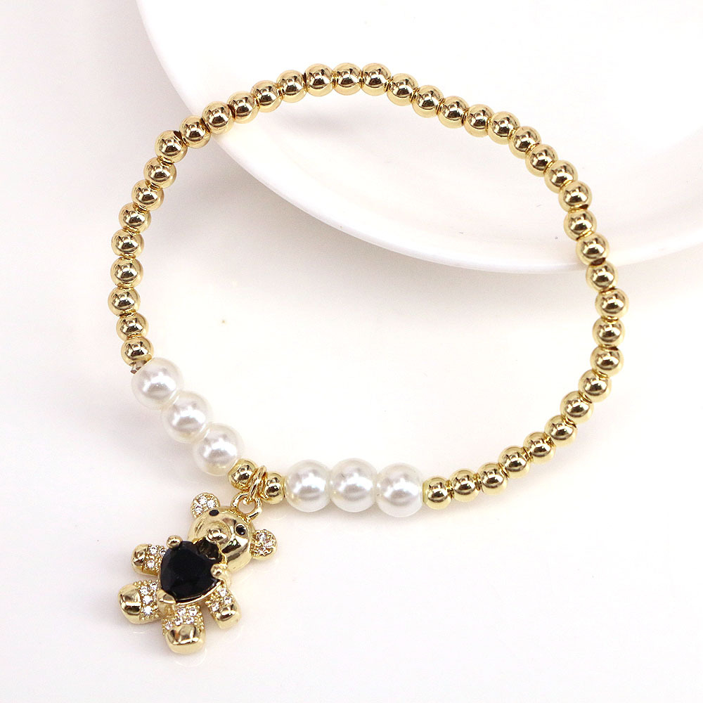 Fashion Bear Copper Gold Plated Artificial Gemstones Bracelets