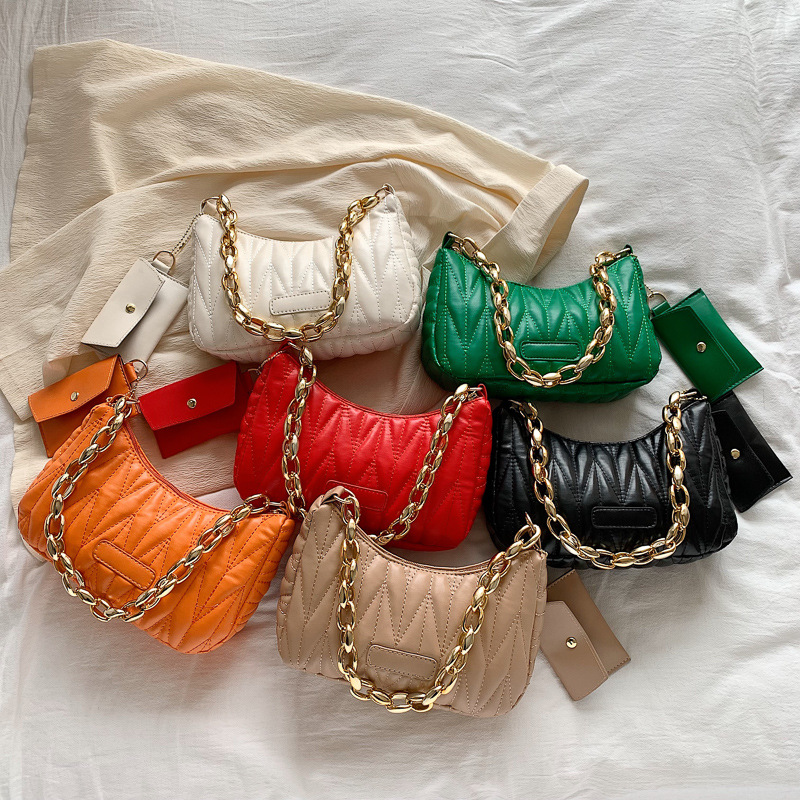 2022 new fashion high-grade diamond embroidery thread shoulder dumpling bag chain underarm bag female bag