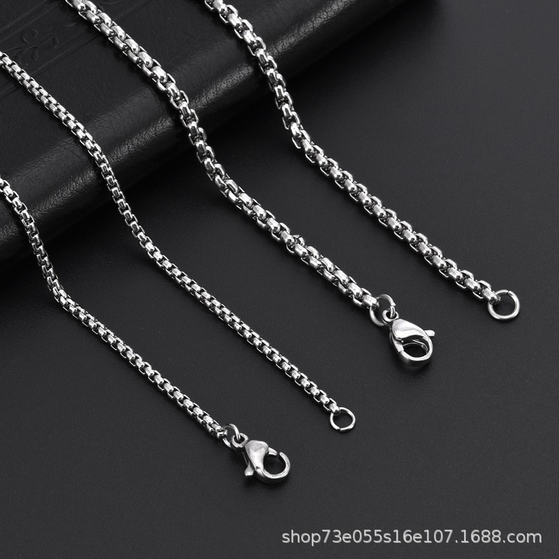 Directly from the manufacturer: stainless steel square pearl necklace chain, titanium steel jewelry accessory chain, thick chain, DIY accessory, men's snake bone chain