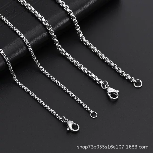 Directly from the manufacturer: stainless steel square pearl necklace chain, titanium steel jewelry accessory chain, thick chain, DIY accessory, men's snake bone chain