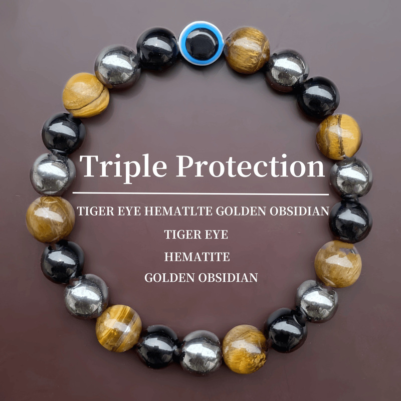 TK cross-border explosions bracelet tiger eye stone black stone obsidian devil's eye factory in stock wholesale