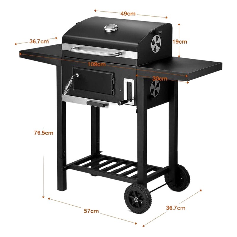 Parrilla de carbón grande de doble cara, ahumador, barbacoa doméstica, parrilla americana para acampar, parrilla para exteriores