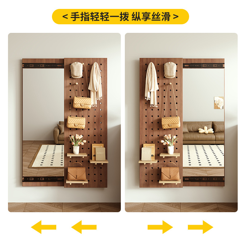 Espejo de cuerpo entero de tablero de agujero de madera maciza Espejo oculto de cuerpo completo Espejo de tocador de puerta de entrada de pared de puerta cerrada