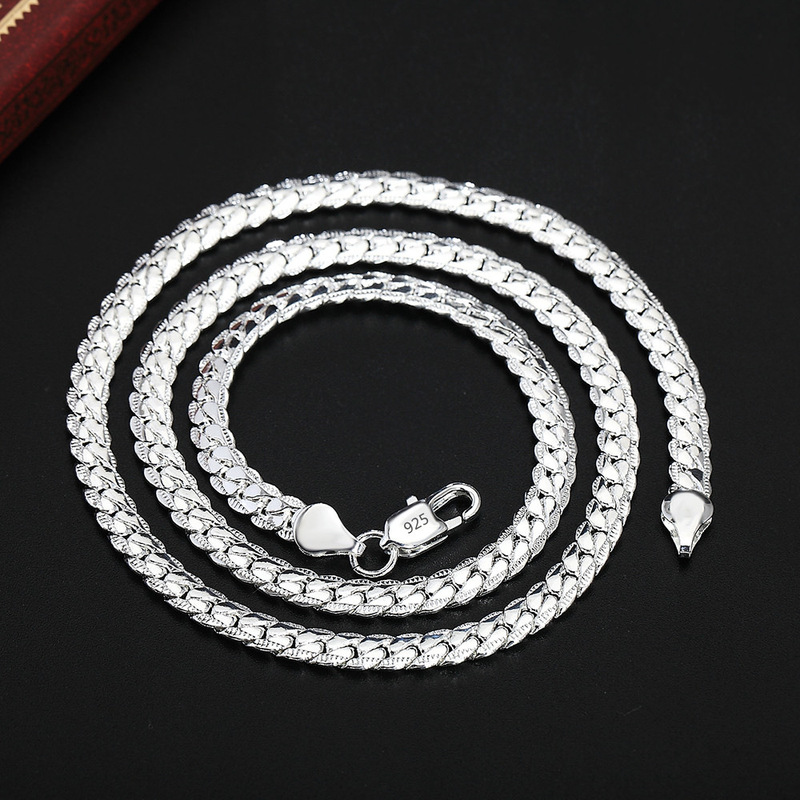 Jinshu 18-60cm Temu Aliexpress European and American Silver-Plated 18K Gold-Plated Exquisite 5mm Full Side Necklace