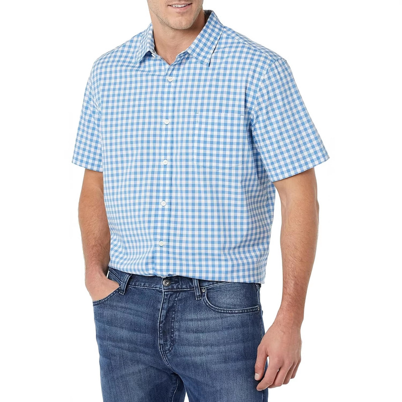 Cross-Border Amazon Hot-Selling Item: New Summer Men's Plaid Shirt, Casual Short-Sleeve Button-Up Breathable Shirt Cross-Border Amazon Hot-Selling Item: New Summer Men's Plaid Shirt, Casual Short-Sleeve Button-Up Breathable Shirt