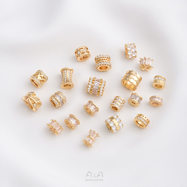 1 Piece 6.5.* 5mm 7 * 3mm 8 * 4mm Copper Zircon 14K Gold Plated Geometric Solid Color Polished Spacer Bars display picture 1