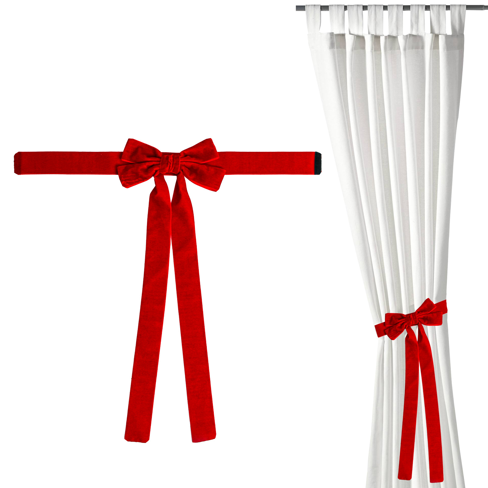 Enfeite de Natal com Laço Vermelho para Cortina, Fita Torcida, Ideal para Decoração de Festas e Eventos Natalinos_voghion.com
