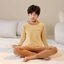 儿童秋衣秋裤套装A+类保暖内衣套印花中大童棉毛套宝宝内穿衣