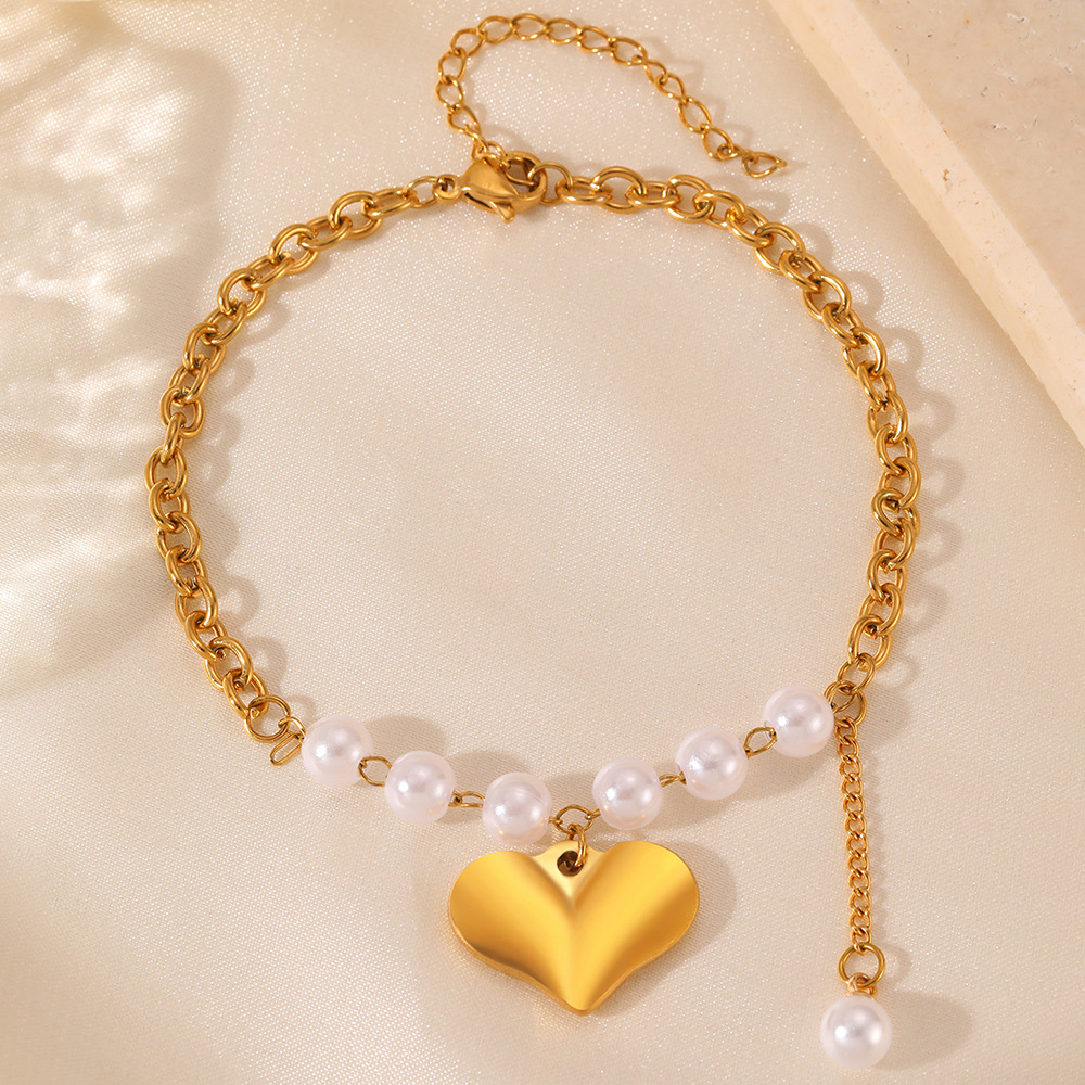 cable chain Chain Type 1 Piece Quantity Classic Style Commute Heart Shape 304 Stainless Steel Cable Chain Bracelets In Bulk