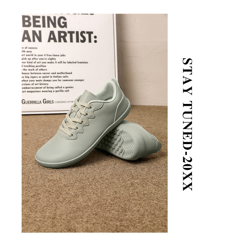 Unisex Barefoot Shoes Wide Toe Lightweight Soft Leather Trainers_voghion.com