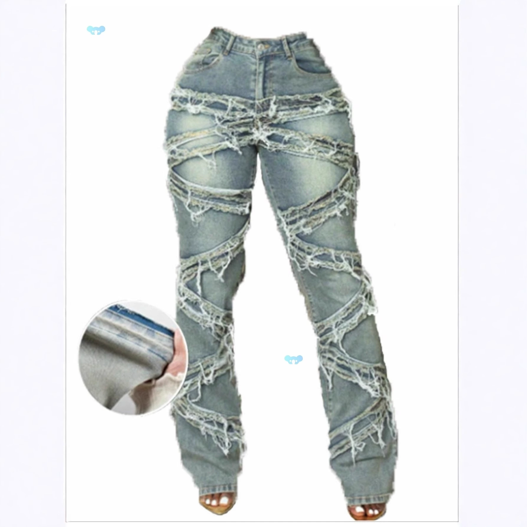 Женские потертые брюки в винтажном стиле, промываемые водой, через границу