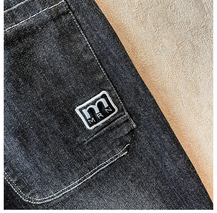 High end jeans for men in 2023, new Korean version trendy and fashionable, versatile, elastic waist drawstring tied_voghion.com