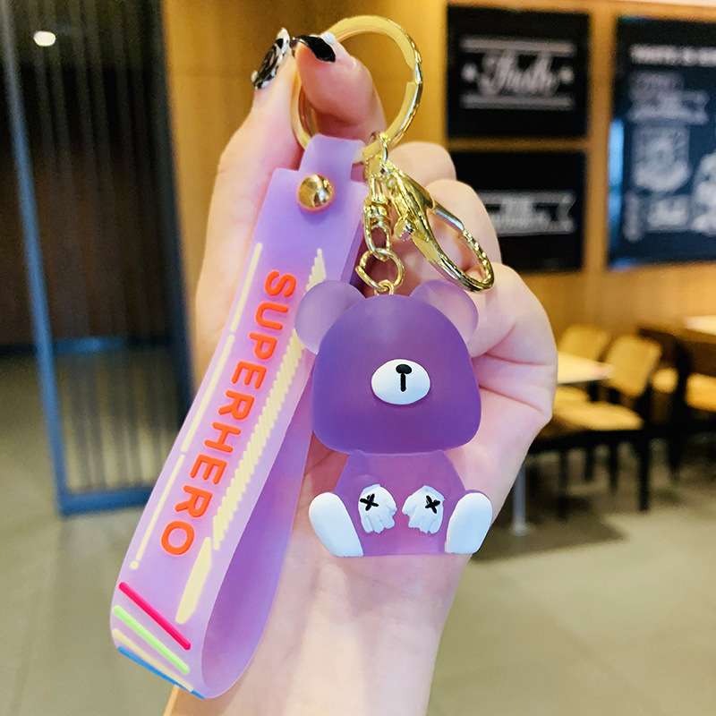 Nueva resina de lana oso llavero mujeres exquisito coche mochila colgante par moda bolsa colgante pequeño regalo