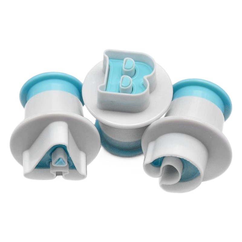 Qikai 26P mayúsculas y minúsculas letra número biscuit primavera molde fondant cake impresión plástico en stock