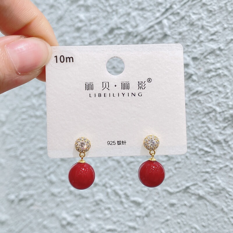 丽银/丽贝丽影红色系列耳饰复古时尚百搭氛围感滴油轻奢耳环预售|undefined