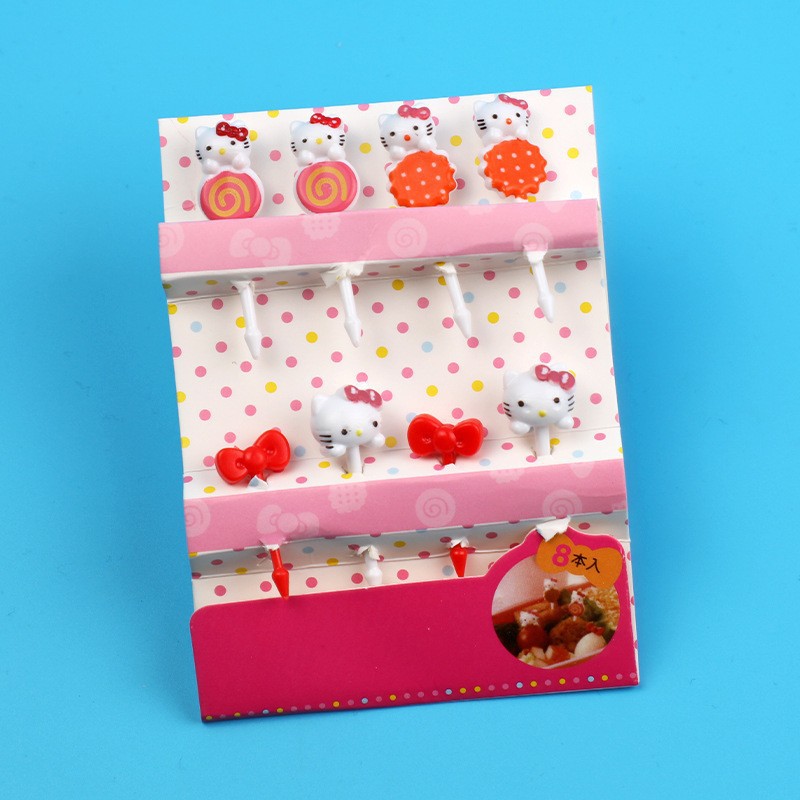 Cartoon japonés encantador tenedor de fruta transfronterizo venta caliente stick de fruta creativa decoración mini tenedor de fruta al por mayor