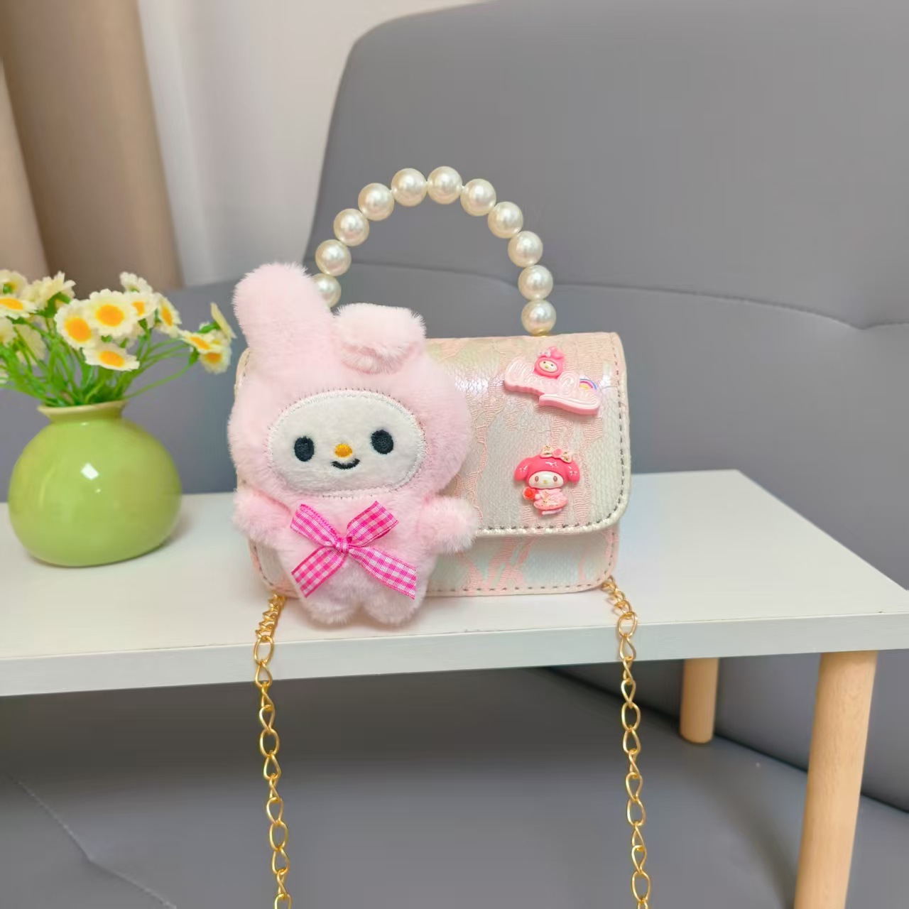 Melody bolso infantil princesa bolso de perla niña billetera de Año Nuevo bolso de hombro cadena